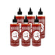 Six bottles of J-LEK Sriracha Chili Sauce Extra Spicy 455 mL each, featuring bright red sauce in clear glass bottles.