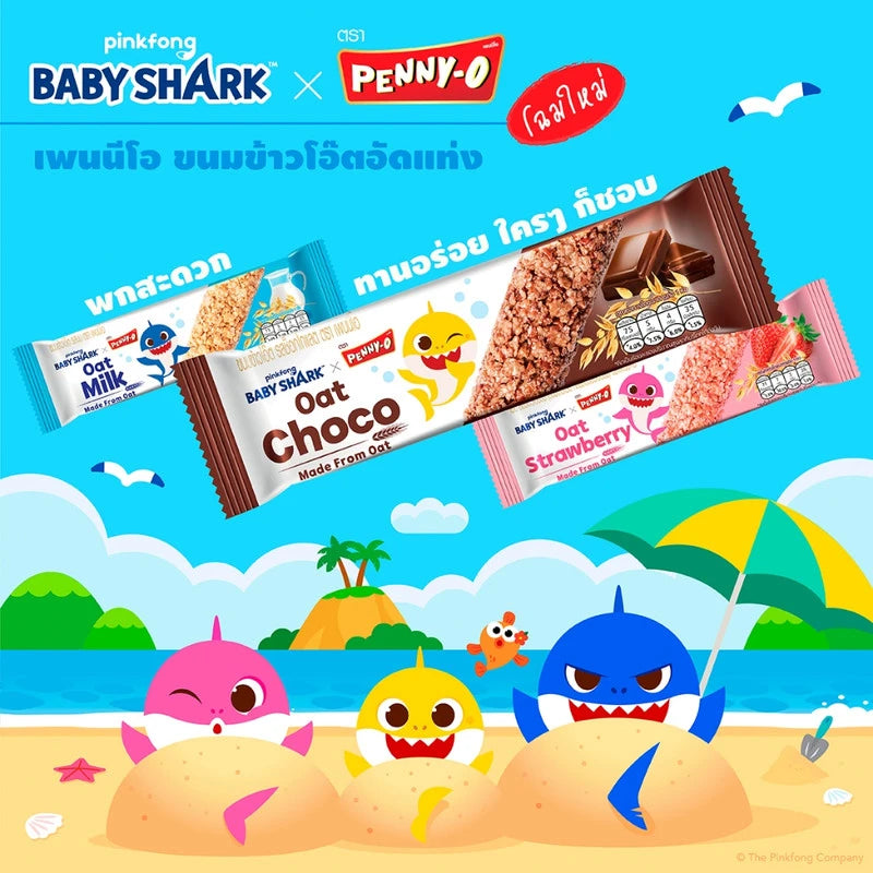Pennyo Oatmeal Snacks Whole Baby Shark Strawberry Flavor 15g x24