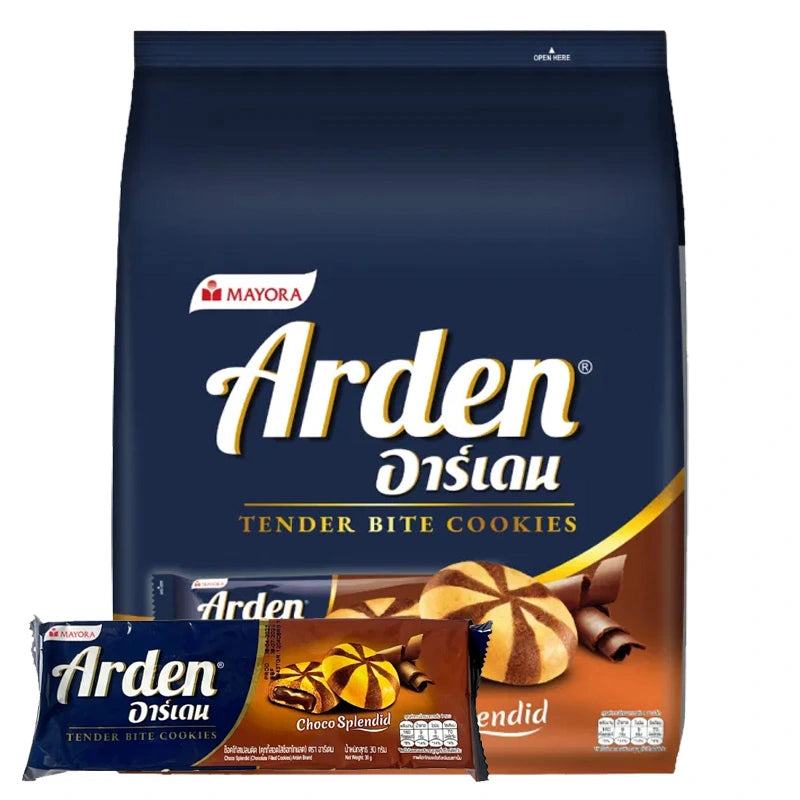 ARDEN Butter Choco Cookies 30g each, pack of 12, showing crispy biscuits with chocolate filling and golden-brown exterior.