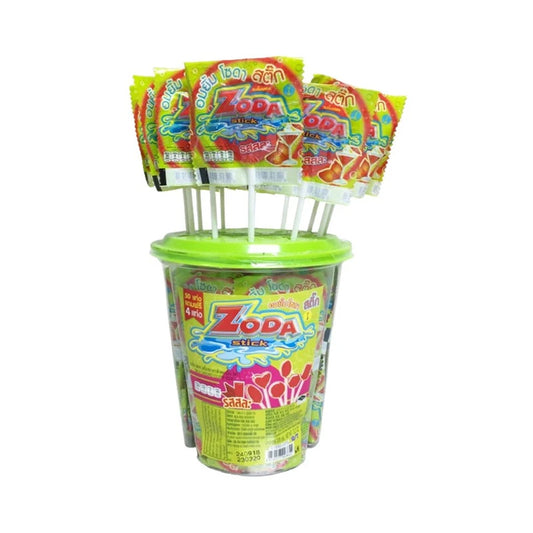 ZODA Sala Flavor Lollipop Sticks 7g, set of 50 colorful lollipop sticks with vibrant flavors and packaging.