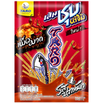 Taro Fish Snack Extremely Hot from Taro, a spicy confectionery snack with fish-shaped pieces in a colorful package.