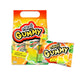 Grinny Pectin Gummy Star candies in lime and orange flavor, 15g pack with 12 pieces, colorful gummy sweets on a white background.
