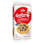 Lago Gastone Wild Berriest Tartlets featuring golden pastry shells filled with vibrant berry-flavored confectionery snacks.