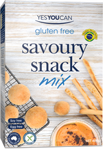 Yes You Can Savoury Snack Mix in a bowl, featuring a variety of healthy, crunchy snack pieces from the Yes You Can brand.