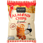 De La Lita Almond and Rice Chips Original, crunchy confectionery snack in a bowl, showcasing crispy almond and rice chip pieces.
