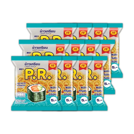 PR Crispy Snack Seaweed 20g pack, showing crispy seaweed sheets in a clear package, ideal for healthy snacking.