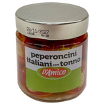 D'Amico stuffed chilli peppers with tuna in a jar, showcasing the spicy and savory seafood appetizer.