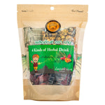 Baboo Herbal Detoxification Tea in a clear glass cup, showcasing the tea's vibrant color and fresh herbal ingredients.