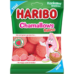 Colorful Haribo Chamallows Rubino confectionery snacks with soft, marshmallow-like texture in a vibrant, playful display.