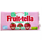 Fruittella Strawberry confectionery snacks in colorful packaging, showcasing vibrant strawberry-flavored candies.