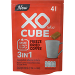 Xo Cube Freeze Dried Coffee 3-in-1 drink mix in a packet with instant coffee, creamer, and sugar for quick, convenient brewing.