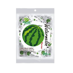 Haoliyuan Chewy Watermelon Candy, bright pink watermelon-flavored confectionery snack with textured surface, in clear packaging.