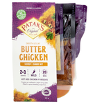 Patak's Butter Chicken Paste jar, a grocery product, with a label showing the brand and creamy orange paste inside.