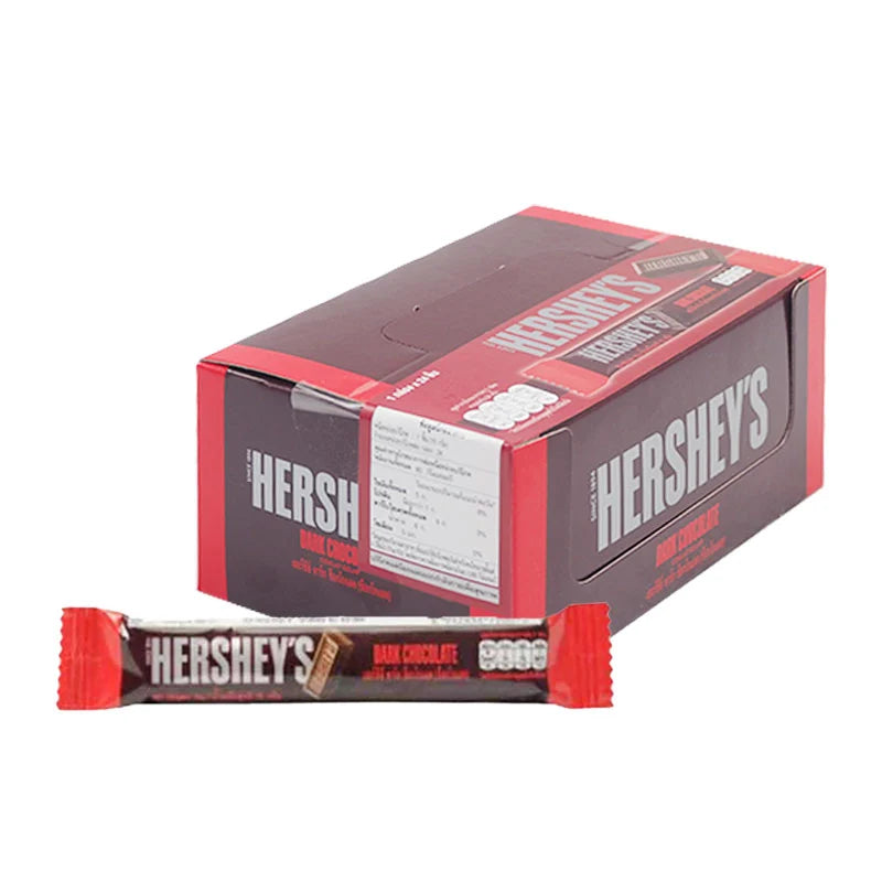 HERSHEY'S Dark Chocolate Bar 15g, pack of 24, featuring individual dark chocolate pieces with smooth, rich texture.