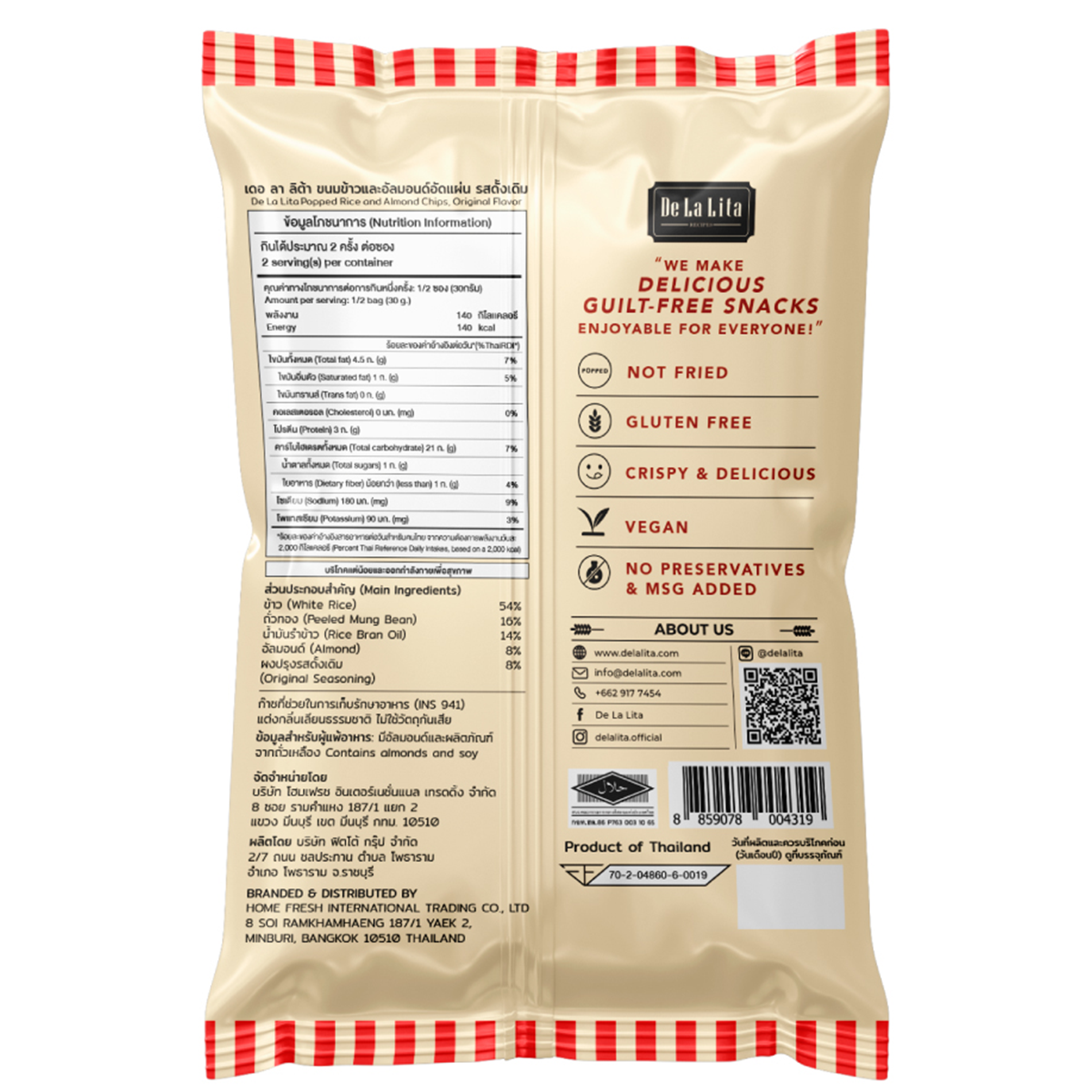 De La Lita Almond And Rice Chips Original
