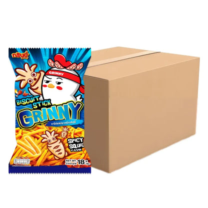 GRINNY BISCUIT STICK SPICY SQUID FLAVOUR . (BOX 144 PCS) 18g