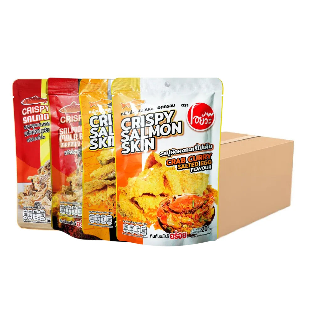 O-YUA Crispy Salmon Skin 4 Flavor. . Whole Box 20g