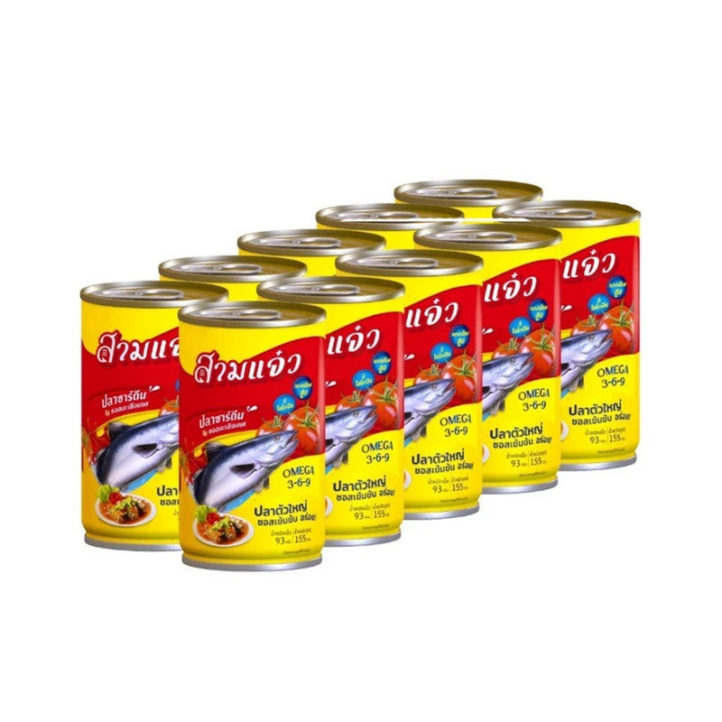 SAMJAEW Sam Jaew Canned Sardines In Tomato Sauce . 10 Cans 155g