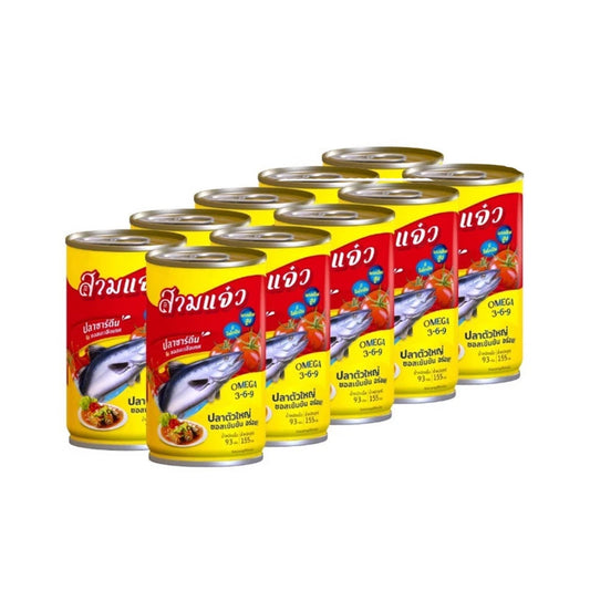 SAMJAEW Sam Jaew Canned Sardines In Tomato Sauce . 10 Cans 155g