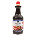 Kikkoman Sushi Soy Sauce 1.6L bottle for Japanese cuisine, with a dark soy sauce visible in a clear plastic bottle.