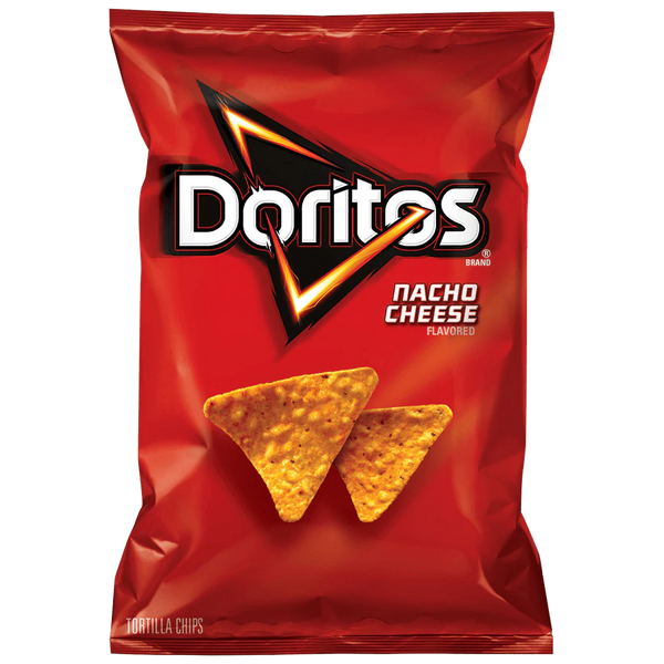 Bowl of crunchy Doritos Nacho Tortilla Chips, a popular Doritos confectionery snack with spicy cheese flavor.