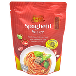 Jar of Happy Mate Spaghetti Sauce with a label showing rich tomato sauce and herbs, ideal for pasta dishes.