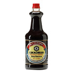 Kikkoman soy sauce 1.6L bottle, traditional Japanese condiment for cooking and dipping, with label and cap visible.