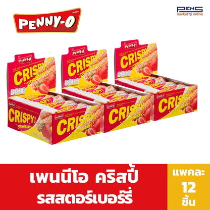 Pennyo Penny-O Crispy Snacks Coated With Oat Strawberry Cream 12