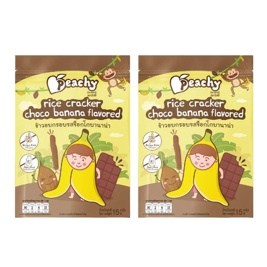 PEACHY Rice Crisps With Chocolate Bana Flavor And Rice Crisps