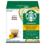 Starbucks Dolce Gusto Espresso Blonde Roast drink in a clear glass, showcasing its smooth, light espresso with a creamy appearance.