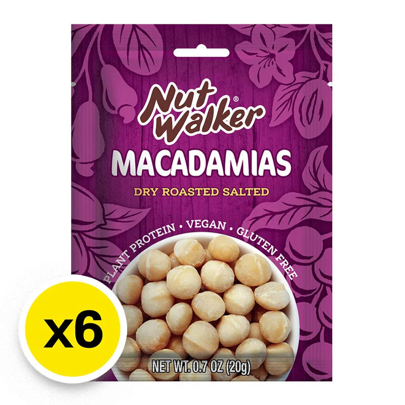 NUT Walker Dry Roasted Salted Macadamias 20g x6