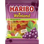 Colorful Haribo Weiland confectionery snacks in bright packaging, showcasing a variety of gummy candies from the popular brand.