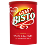 Bisto Gravy Granules Original in a jar, ready to make flavorful homemade gravy for meals.