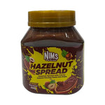Nims chocolate spread jar from dry grocery section, creamy chocolate spread with a smooth texture and rich flavor.