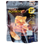 Uncle Sweet Honey Flavor Sweet Potato Chips in a clear bowl, showcasing golden, crispy confectionery snacks with honey glaze.