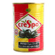 Crespo black pitted olives in a 425g jar, showing glossy black olives with smooth surfaces and pitted centers.