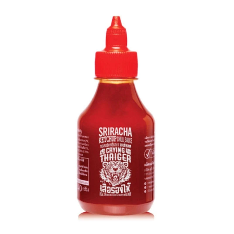 SUREE Crying Tiger Sriracha Tomato Chili Sauce 240g bottle with bright red label and spicy chili illustration