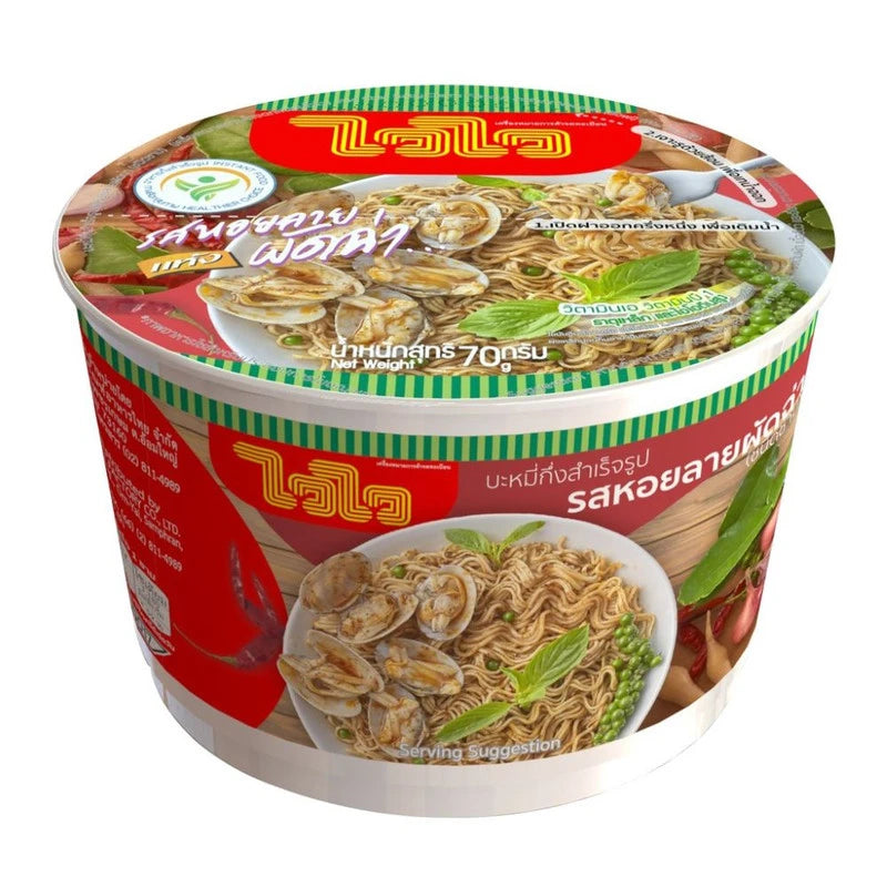 Waiwai Instant Noodles In Bowl Clam Stir-Fry With Chili Flavor