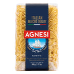 Dry grocery Agnesi Eliche No.56 pasta in 500g package, uncooked, showing the twisted, spiral shape of the Italian pasta.