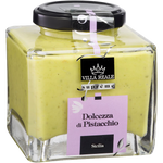 Creamy Campo Sweet Pistachio Spread in a jar, showing its smooth texture and vibrant green pistachio color.