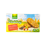 Gullon hazelnut cream chocolate chip biscuits, confectionery snacks with crispy texture and visible chocolate chips and hazelnut filling