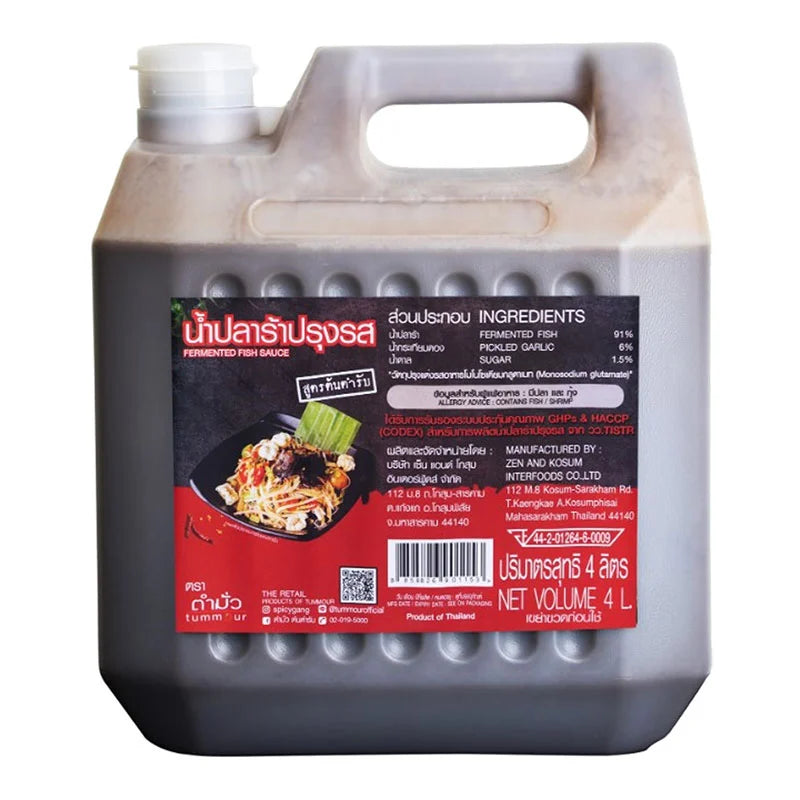 Tommour Fermented 4L bottle, natural probiotic beverage with traditional fermentation, transparent container showing the liquid inside.